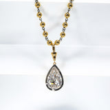 Lab Grown Diamond Pear Cut 6.75ct 4mm Gold Beaded Necklace 18K D Color 3EX VVS1 Clarity Diamond Wedding  Anniversary