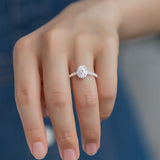 Oval Cut 1CT 925 Sterling Silver Halo Half Eternity Moissanite Ring Women Only Gifts For Festivals And Anniversaries