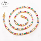 Lab-Grown Gemstone and Moissanite Tennis Chain 16-20 Inches GRA/AGL Certified S925 Multi Color High-End Jewelry Ideal Gift