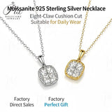 Moissanite Necklace Classic 2.5ct Cushion Cut D VVS1 GRA 925 Silver 10K 14K Gold Solitaire Pendant Elegant Gift for Her Daily Wear