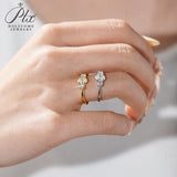 Moissanite Ring Oval Round Cut D Color VVS1 Clarity 925 Sterling Silver Plated with 18K Gold Birthday Gift Jewelry for Woman