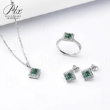 Jewelry Set Moissanite Jewelry Set Princess Cut It Includes Ring Necklace & Earrings Suitable for Weddings and Ideal As A Gift