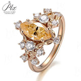 Moissanite Ring 5x10mm 925 Silver GRA Certified D Champagne Black Stone Marquise Cut Fine Jewelry Fade Resistant Ideal Gift Jewelry