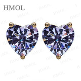 Heart Shaped Stud Earrings Lab Grown Gemstones Ruby Sapphire Emerald S925 Sterling Silver GRA Certificate Charms Birthday Gift