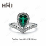 Crown Ring 5X8mm Pear Lab Grown Ruby Sapphire Zambian Padparadscha 925 Silver Ring for Women Man Engagement Christmas Party Gift