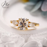 4ct Moissanite Ring Oval Pear Cut D Color VVS1 Clarity 925 Sterling Silver Plated with 18K Gold Classical Wedding High Quality