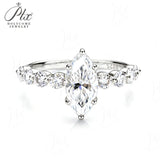 2ct Moissanite Ring Marquise GRA Certificate D VVS1 925 Sterling Silver Hypoallergenic Fade‑Resistant Wedding Anniversary Jewelry for Women