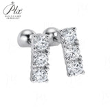 Moissanite 3-Stone Straight Row Earrings Round D With GRA 925 Sterling Silver Chic Fine Jewelry Gift for Mother's Day