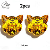 7x7mm Lucky Cat Cut Golden/White/Purple/Pink/Green/Ice Blue/Yellow Colors Cubic Zirconia Gemstones for Jewelry Making DIY Gift