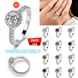 Moissanite Ring 12 Colors Round 1CT 925 Sterling Sliver Fine Jewelry Birth Stones Wedding Gift Women Jewel Ring 925 Silver Ring