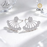 Moissanite Stud Earrings Geometric Vintage Fan Shape Hexagon D Color VVS1 925 Sterling Silver Women Wedding Fine Jewelry Gift