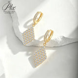 Moissanite Stud Earrings for Women Luxury Yellow Gold Plated 925 Sterling Silver Stud Earrings Fashion Daily Jewelry Gift Wholesale Factory Direct