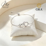 3mm Moissanite Heart Bracelet GRA Certified 925 Sterling Silver Hypoallergenic Daily Versatile Niche Light Luxury Women Wrist Chain