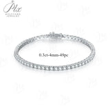 Round Tennis Bracelet Adorned with Exquisite Moissanite Multiple Size Options 925 Silver Material, Fashionable Holiday Gift