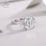 Moissanite Ring Emerald Cut D Color S925 with GRA Certification High-End Jewelry Design Suitable for Anniversary Gifts