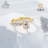2ct Moissanite Ring Marquise GRA Certificate D VVS1 925 Sterling Silver Hypoallergenic Fade‑Resistant Wedding Anniversary Jewelry for Women