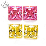 Moissanite Plating Princess Cut Golden Yellow/Sakura Pink VVS1 Brilliant Loose Gemstones for Custom Rings & Fine Jewelry Making
