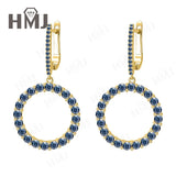 Hoop Earrings 2.6CT D White/Black/Champagne/Vivid blue Round Moissanite S925 Silver Plated for Fishion Party Gift Hypoallergenic