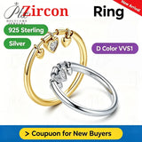 5A Cubic Zirconia Ring Heart VVS1 Clarity 925 Sterling Silver Anti-fade Ideal Gift Fashion Ornament for Female Hypoallergenic