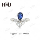 Crown Ring 5X8mm Pear Lab Grown Ruby Sapphire Zambian Padparadscha 925 Silver Ring for Women Man Engagement Christmas Party Gift