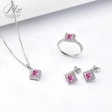 Jewelry Set Moissanite Jewelry Set Princess Cut It Includes Ring Necklace & Earrings Suitable for Weddings and Ideal As A Gift