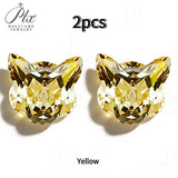 7x7mm Lucky Cat Cut Golden/White/Purple/Pink/Green/Ice Blue/Yellow Colors Cubic Zirconia Gemstones for Jewelry Making DIY Gift
