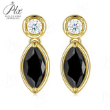 Moissanite Marquise Round Cut Earrings Champagne Black White with GRA Certificate Versatile Style Ideal Gift for All Occasions