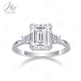 Moissanite Ring Emerald Cut D Color S925 with GRA Certification High-End Jewelry Design Suitable for Anniversary Gifts