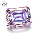 Emerald Cut Moissanite VVS1 Plating Sakura Pink/Light Purple/Aquamarine Gems for Women’s Bridal Jewelry & Gift Creation