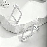 Moissanite Rhombus Stud Earrings For Women D Color VVS1 GRA Certificate 925 Sterling Silver Diamond Earring Bridal Wedding Party Trendy Fine Jewelry Gift