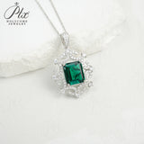 Emerald Cut Lab Grown Columbia Emerald Necklace Ruby Sapphire Padparadscha White Gold Colorful Fine Jewelry Pendant for Her