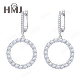 Hoop Earrings 2.6CT D White/Black/Champagne/Vivid blue Round Moissanite S925 Silver Plated for Fishion Party Gift Hypoallergenic