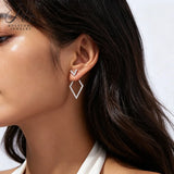 Moissanite Rhombus Stud Earrings For Women D Color VVS1 GRA Certificate 925 Sterling Silver Diamond Earring Bridal Wedding Party Trendy Fine Jewelry Gift