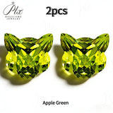 7x7mm Lucky Cat Cut Golden/White/Purple/Pink/Green/Ice Blue/Yellow Colors Cubic Zirconia Gemstones for Jewelry Making DIY Gift