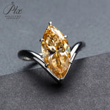 5ct Moissanite Ring Marquise Cut GRA Certificate Champagne Color VVS1 925 Sterling Silver Non‑Fade Versatile Daily Anniversary Party Ring for Her