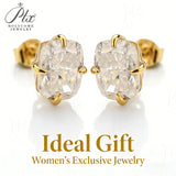 Trendy Moissanite/CZ Stud Earrings 925 Sterling Silver Crushed Ice Cut Cushion 8x10mm for Ladies Lightweight & Comfortable