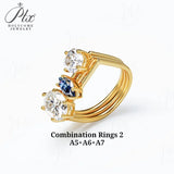 Ring Set Moissanite Lab Sapphire Combination Rings 925 Silver VVS1 Irregular Rings for Women Hypoallergenic Perfect Gift