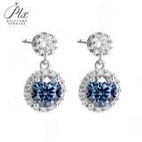 Moissanite Earrings Round Cut 2ct D/Black/Champagne/Green Color VVS1 925 Sterling Silver GRA Certified Factory Direct Supply Ideal Gift