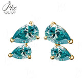 Total 3ct Moissanite Earrings Pear Cut D Color VVS1 925 Sterling Silver GRA Certified Hypoallergenic Non‑Fading Office Wear