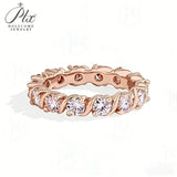 D Color 3.5mm Round Brilliant Moissanite Eternity Band VVS1 Clarity 925Silver White Yellow Rose Gold Circle Wedding Ring for Her