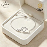 3mm Moissanite Heart Bracelet GRA Certified 925 Sterling Silver Hypoallergenic Daily Versatile Niche Light Luxury Women Wrist Chain