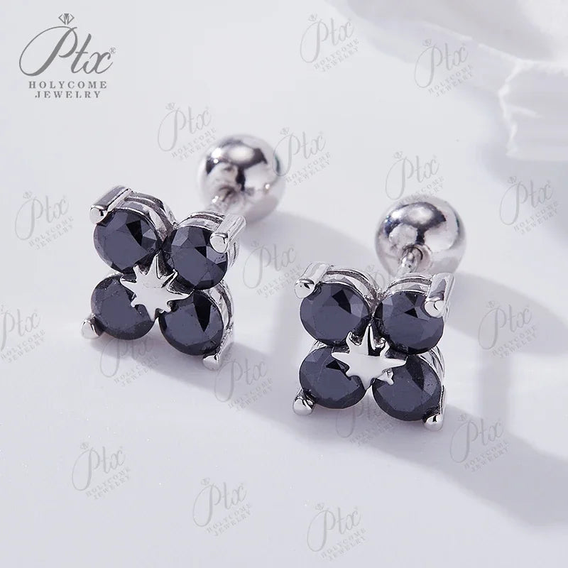 Rose Gold Four Leaf Clover Moissanite Stud Earrings 925 Silver Plated 18k Yellow/White Gold Diamond Earring for Women
