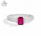 5x7mm Moissanite Ring 925 Sterling Silver Emerald Cut Red GRA Certified Hypoallergenic Fine Jewelry Factory Direct Daily Match