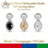 Moissanite Marquise Round Cut Earrings Champagne Black White with GRA Certificate Versatile Style Ideal Gift for All Occasions
