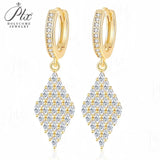 Moissanite Stud Earrings for Women Luxury Yellow Gold Plated 925 Sterling Silver Stud Earrings Fashion Daily Jewelry Gift Wholesale Factory Direct