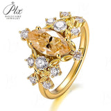 Moissanite Ring 5x10mm 925 Silver GRA Certified D Champagne Black Stone Marquise Cut Fine Jewelry Fade Resistant Ideal Gift Jewelry