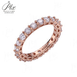 Gemstone & Moissanite  Pave Ring 925 Silver Dainty Colorful Band for Women Anniversary / Birthday Fine Jewelry Gift