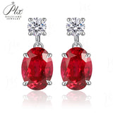 Moissanite Earrings 925 Sterling Silver D Color Oval Cut Ruby/Sapphire/Columbia Premium Jewelry Gifts for Anniversarie Birthdays