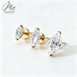 Moissanite Earrings Marquise Cut White Color VVS1 GRA Certificate Hypoallergenic Non-fade Daily Jewelry