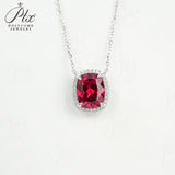 Lab-Grown Colombian Emerald Ruby and Sapphire Necklace with Cushion-Cut 925 Sterling Silver Vibrant Pendants Stackable Exquisite Jewelry for Women